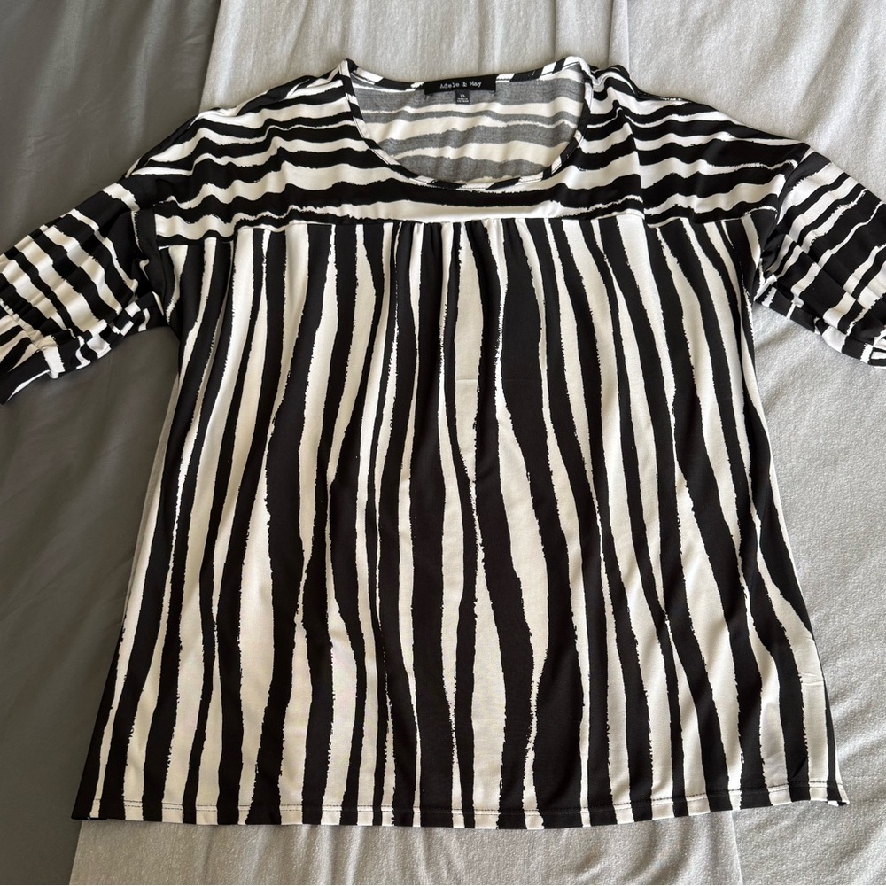 Black and White Striped Women's Blouse